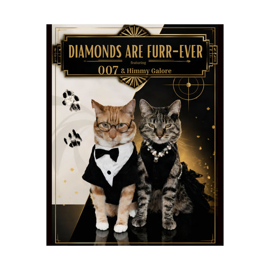 (Downloadable version) Diamonds Are Furr-Ever Cat Poster — Retro Glamour Pet Print