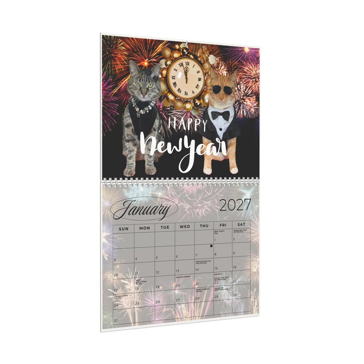 (Printed) 2027 "A Year of Growth & Purr-pose" Monthly Calendar — Wall Calendar