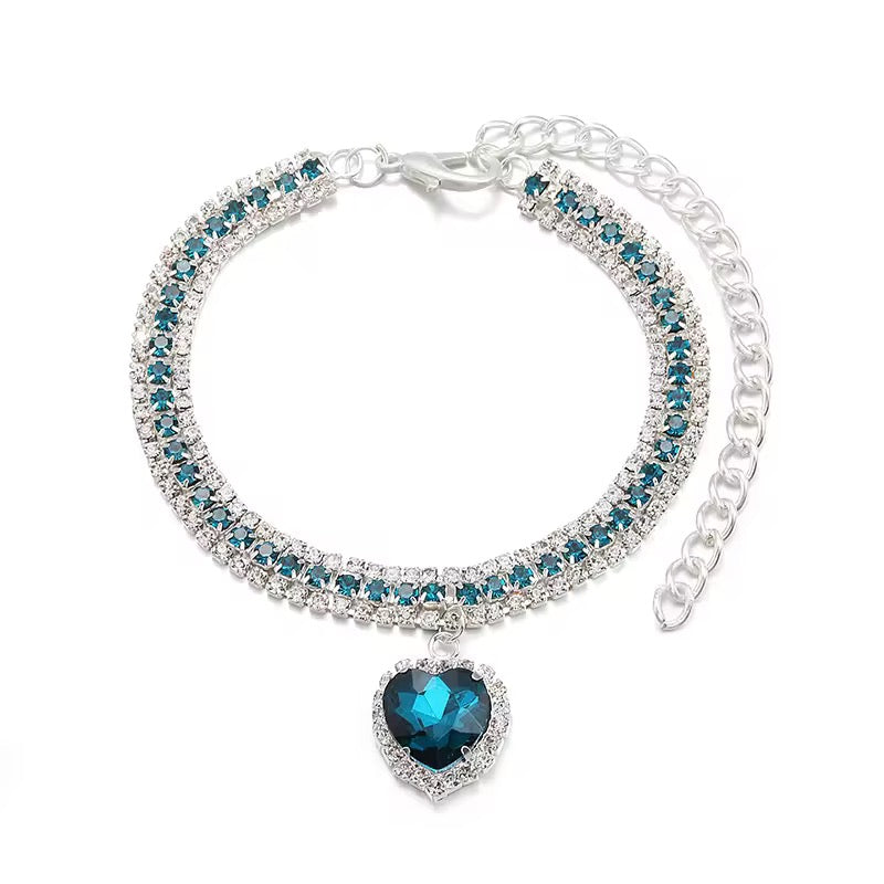 Pet Rhinestone Heart Necklace
